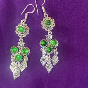 Silver and Emerald Earrings
